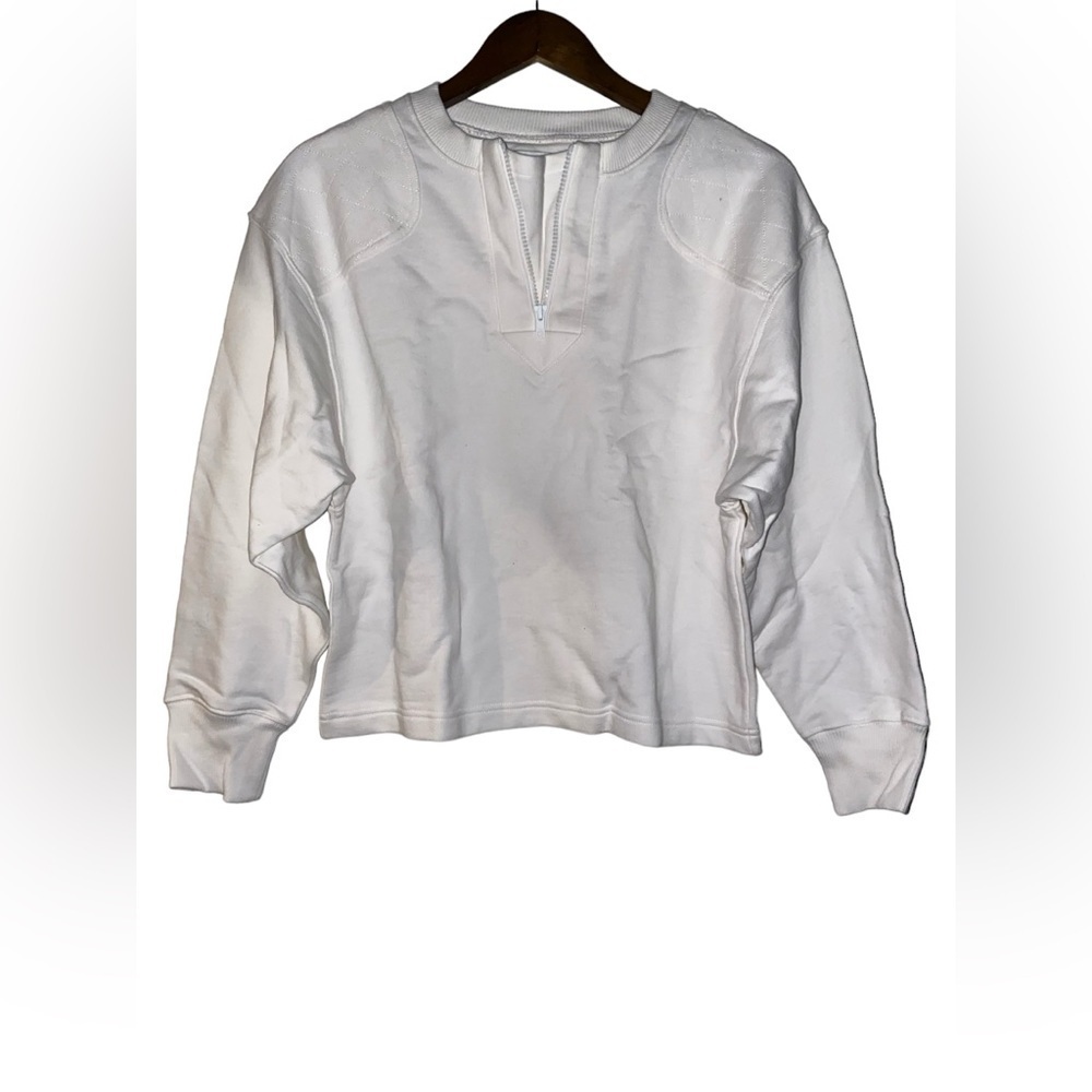 Rebecca Minkoff Cotton 1/4 Zip Quilted Shoulder Pad Sweatshirt Women S Preppy